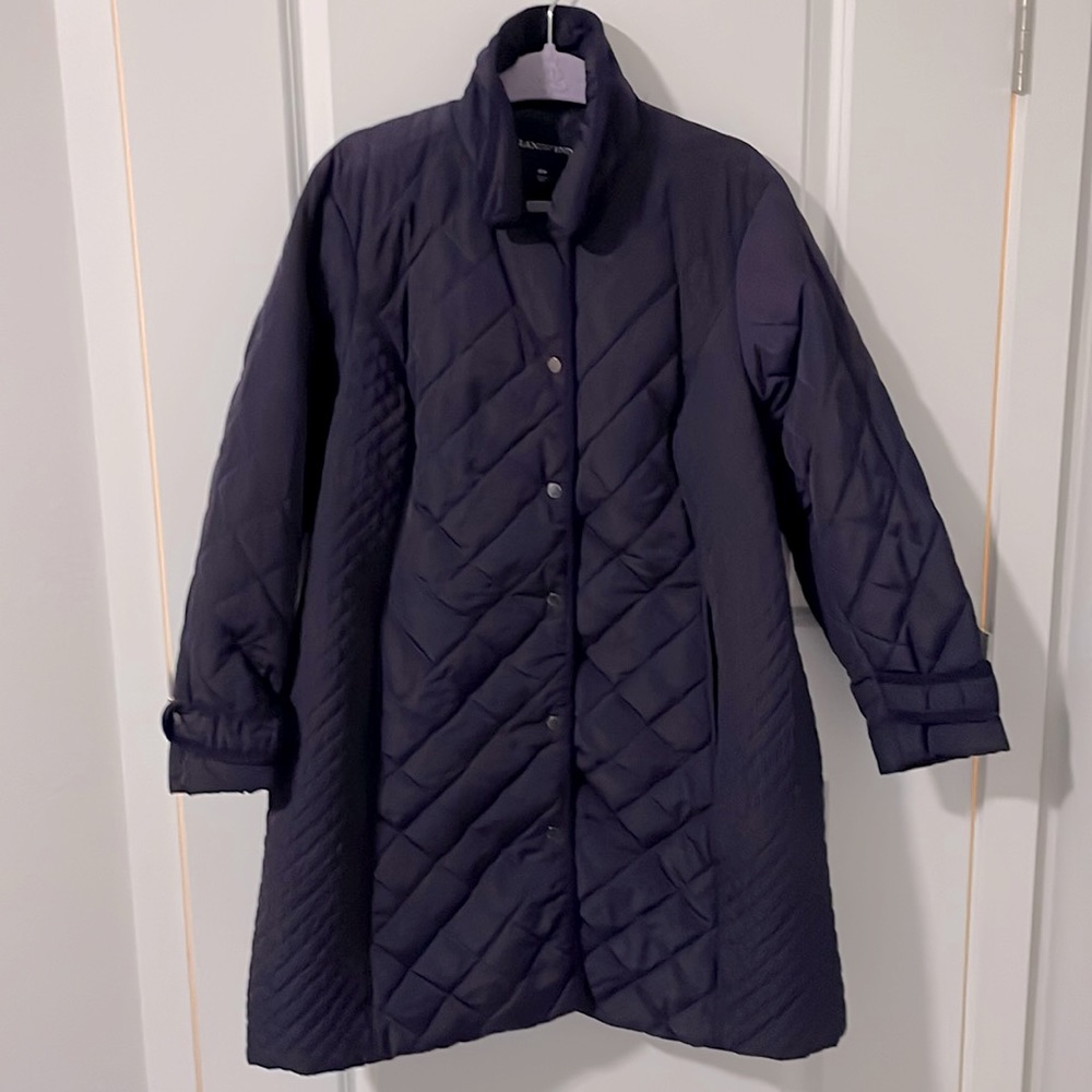 Lands End Quilted Thigh Length Cozy Purple Coat